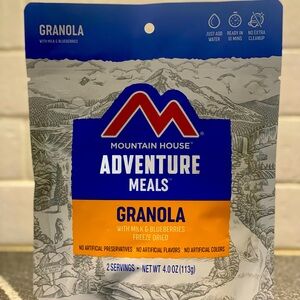 Mountain House Adventure Meals: Granola with Milk and Blueberries (freeze dried)